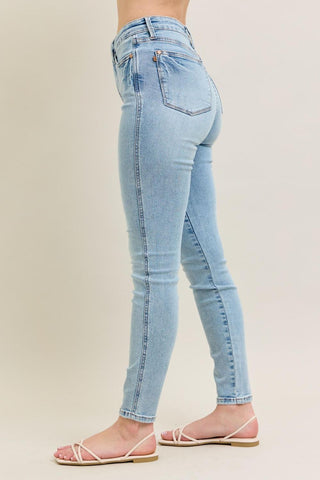 Judy Blue Mid Rise Tummy Control Vintage Wash Skinny Denim Jeans 88980