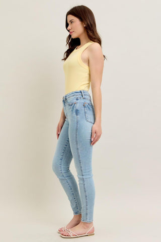 Judy Blue Mid Rise Tummy Control Vintage Wash Skinny Denim Jeans 88980