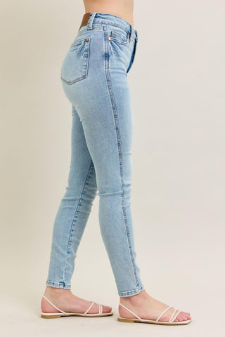 Judy Blue Mid Rise Tummy Control Vintage Wash Skinny Denim Jeans 88980