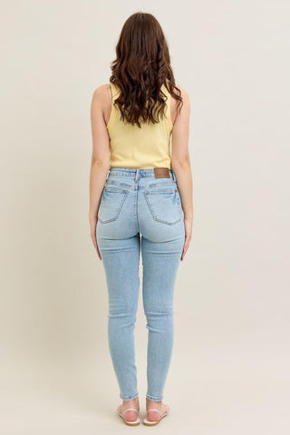 Judy Blue Mid Rise Tummy Control Vintage Wash Skinny Denim Jeans 88980