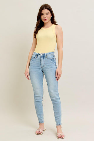 Judy Blue Mid Rise Tummy Control Vintage Wash Skinny Denim Jeans 88980