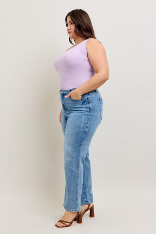 Judy Blue Mid Rise Tummy Control Vintage Wash Straight Denim Jeans 88943