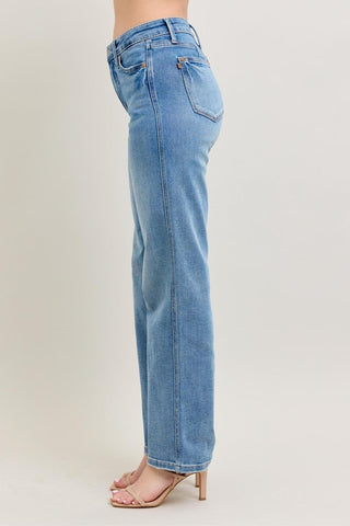 Judy Blue Mid Rise Tummy Control Vintage Wash Straight Denim Jeans 88943