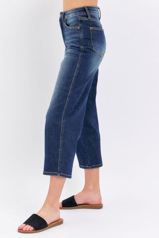 Judy Blue Mid Rise Tummy Control Wide Leg Crop Denim Jeans 88876