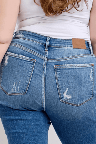 Judy Blue Mid Rise Vintage Boyfriend Denim Jeans 82663