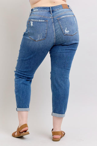 Judy Blue Mid Rise Vintage Boyfriend Denim Jeans 82663