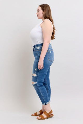 Judy Blue Mid Rise Vintage Boyfriend Denim Jeans 82663