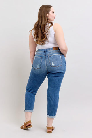 Judy Blue Mid Rise Vintage Boyfriend Denim Jeans 82663