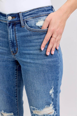 Judy Blue Mid Rise Vintage Boyfriend Denim Jeans 82663