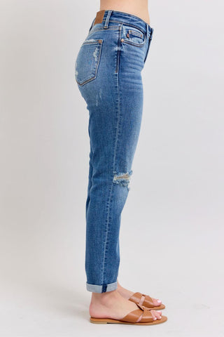 Judy Blue Mid Rise Vintage Boyfriend Denim Jeans 82663