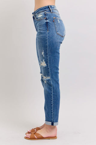 Judy Blue Mid Rise Vintage Boyfriend Denim Jeans 82663