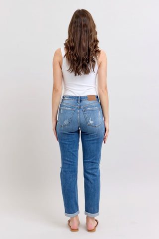 Judy Blue Mid Rise Vintage Boyfriend Denim Jeans 82663