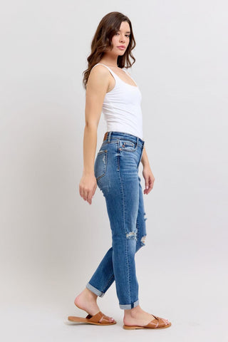 Judy Blue Mid Rise Vintage Boyfriend Denim Jeans 82663