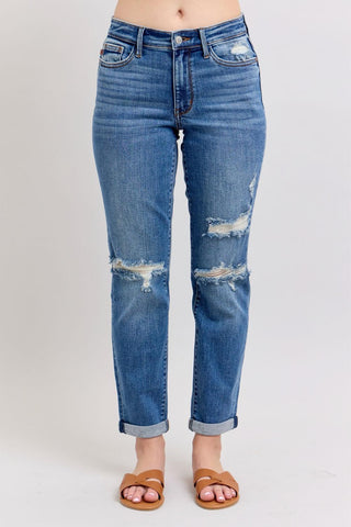 Judy Blue Mid Rise Vintage Boyfriend Denim Jeans 82663