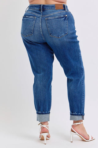 Judy Blue Mid Rise Vintage Wash Boyfriend Denim Jeans 82624