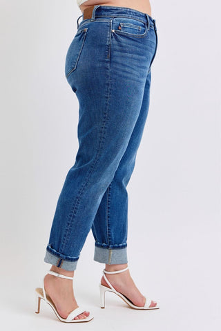 Judy Blue Mid Rise Vintage Wash Boyfriend Denim Jeans 82624