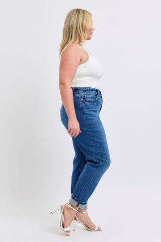 Judy Blue Mid Rise Vintage Wash Boyfriend Denim Jeans 82624