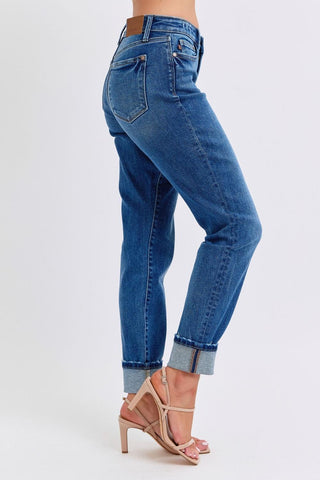 Judy Blue Mid Rise Vintage Wash Boyfriend Denim Jeans 82624