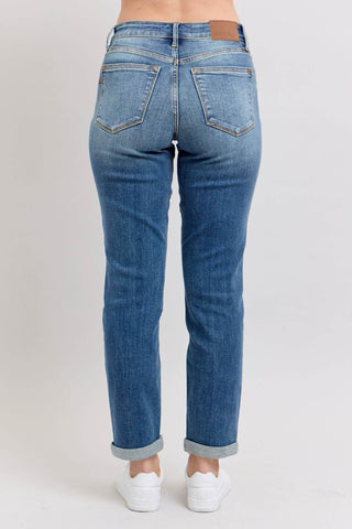 Judy Blue Mid Rise Vintage Wash Boyfriend Denim Jeans 82662
