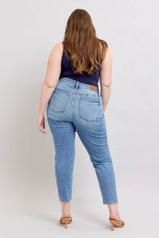 Judy Blue Mid Rise Vintage Wash Cell Phone Pocket Slim Denim Jeans 82626