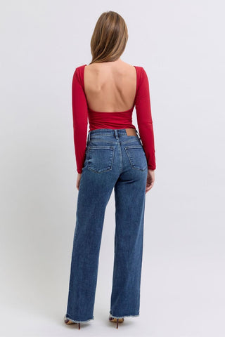 Judy Blue Mid Rise Wide Leg w/ Tint Denim Jeans 82640