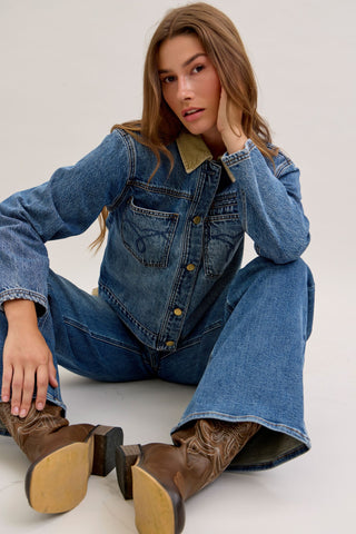 Judy Blue Rigid Barn Corduroy Denim Jacket 7886