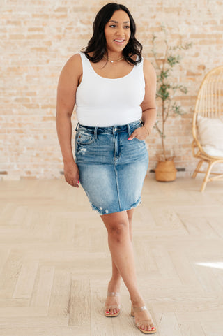 Judy Blue Carol High Rise Rigid Magic Denim Skirt - Exclusive