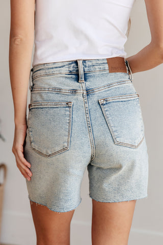 Judy Blue Cindy High Rise Mineral Wash Distressed Boyfriend Shorts - Exclusive