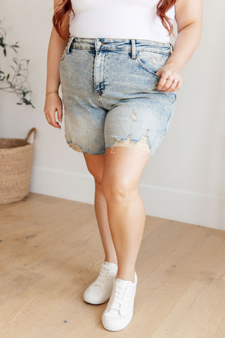 Judy Blue Cindy High Rise Mineral Wash Distressed Boyfriend Shorts - Exclusive