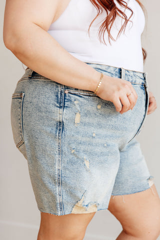 Judy Blue Cindy High Rise Mineral Wash Distressed Boyfriend Shorts - Exclusive