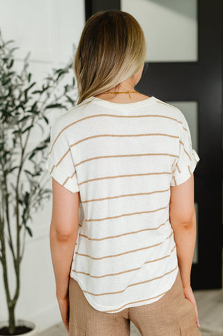 Blu Pepper Jump Into It Textured Knit Top in Mocha Stripe