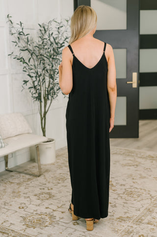 Zenana Just Getting Started Spaghetti Strap Maxi Dress in Black