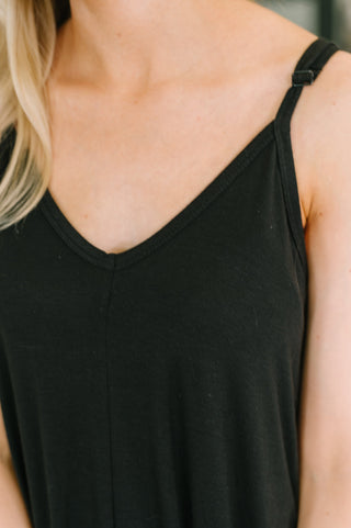 Zenana Just Getting Started Spaghetti Strap Maxi Dress in Black