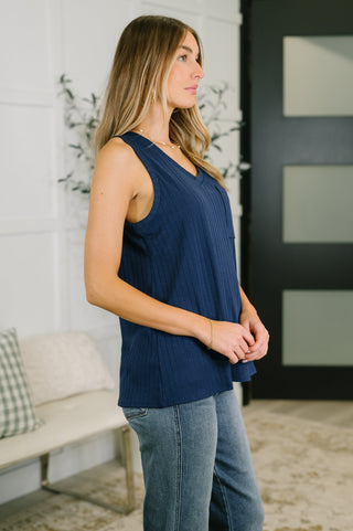 Dear Scarlett Just Give In Ribbed Knit Tank in Navy