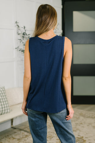 Dear Scarlett Just Give In Ribbed Knit Tank in Navy