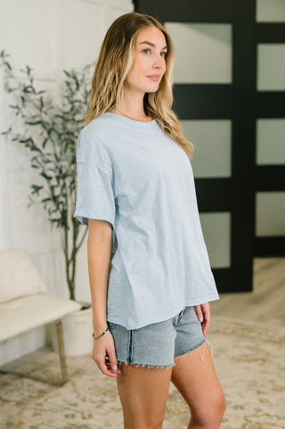Dear Scarlett Just Like That Relaxed Heather Tee in Blue