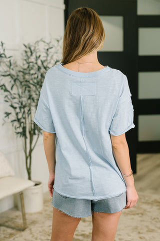Dear Scarlett Just Like That Relaxed Heather Tee in Blue