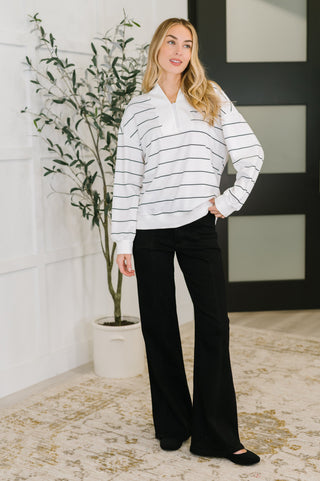 One Eleven North Just My Stripe Zipper Top