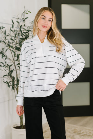 One Eleven North Just My Stripe Zipper Top