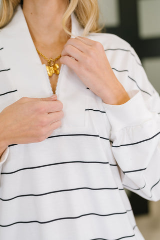 One Eleven North Just My Stripe Zipper Top