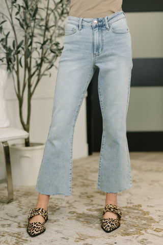 Judy Blue Martha Mid Rise Kick Flare w Raw Hem - Exclusive