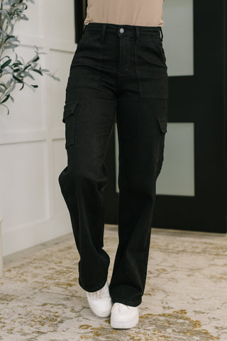 Judy Blue Keira High Waist Cargo Wide in Black - Exclusive