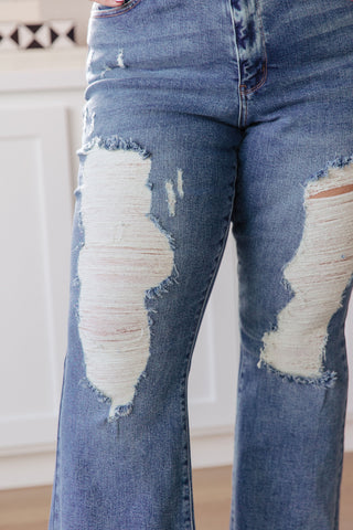 Judy Blue Kiana High Rise Heavy Destroy Flare - Exclusive