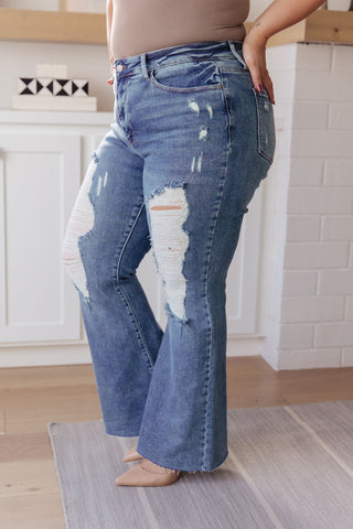 Judy Blue Kiana High Rise Heavy Destroy Flare - Exclusive