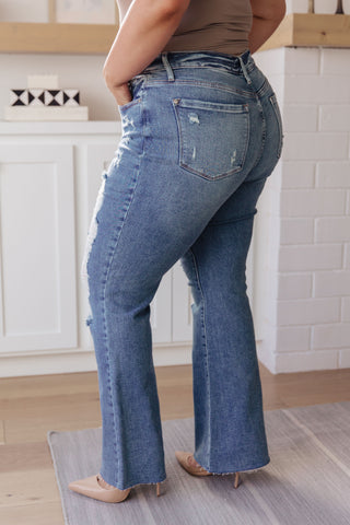 Judy Blue Kiana High Rise Heavy Destroy Flare - Exclusive