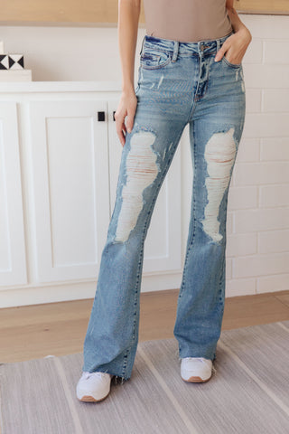 Judy Blue Kiana High Rise Heavy Destroy Flare - Exclusive