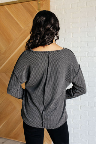 Haptics Kinda Sorta Ribbed Top in Charcoal