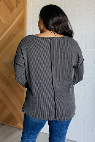 Haptics Kinda Sorta Ribbed Top in Charcoal