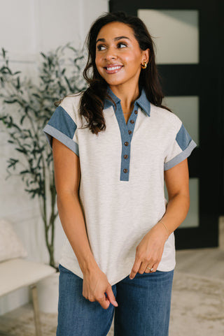 One Eleven North Knowing Me Collared Henley Top
