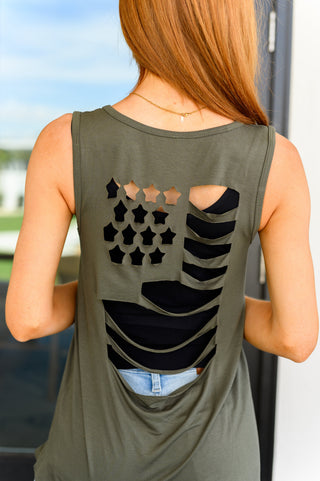 1Clique Land of the Free Tank in Olive